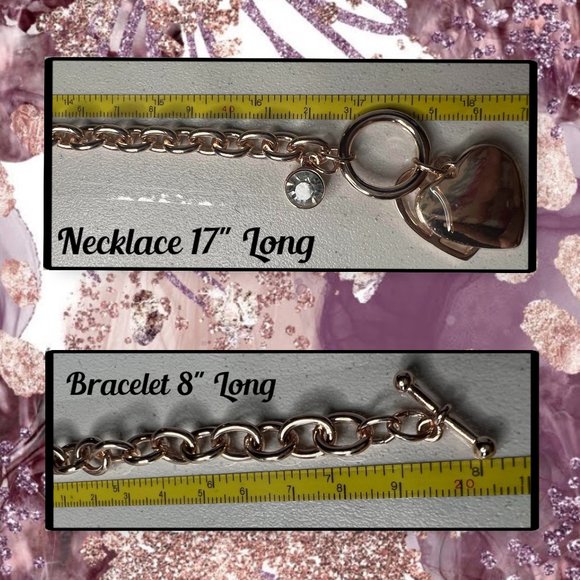 Rose Gold Plated Necklace & Bracelet with "G" Charms & Toggle Clasps - Picture 8 of 9